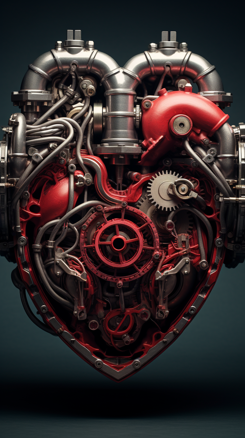 Heart-Shaped Mechanical Engine with Intricate Details