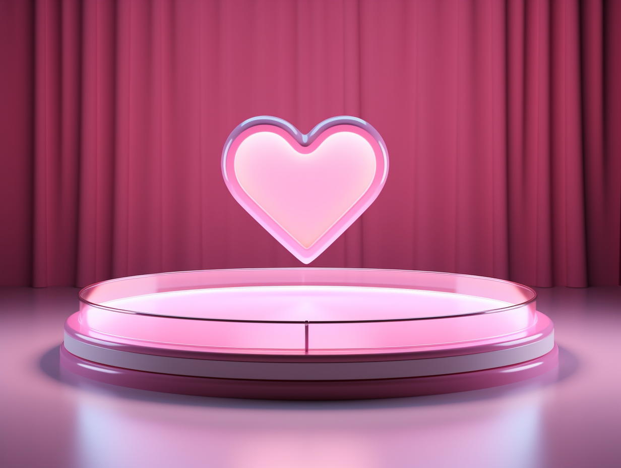 Heart-Shaped Podium with Product Advertisement