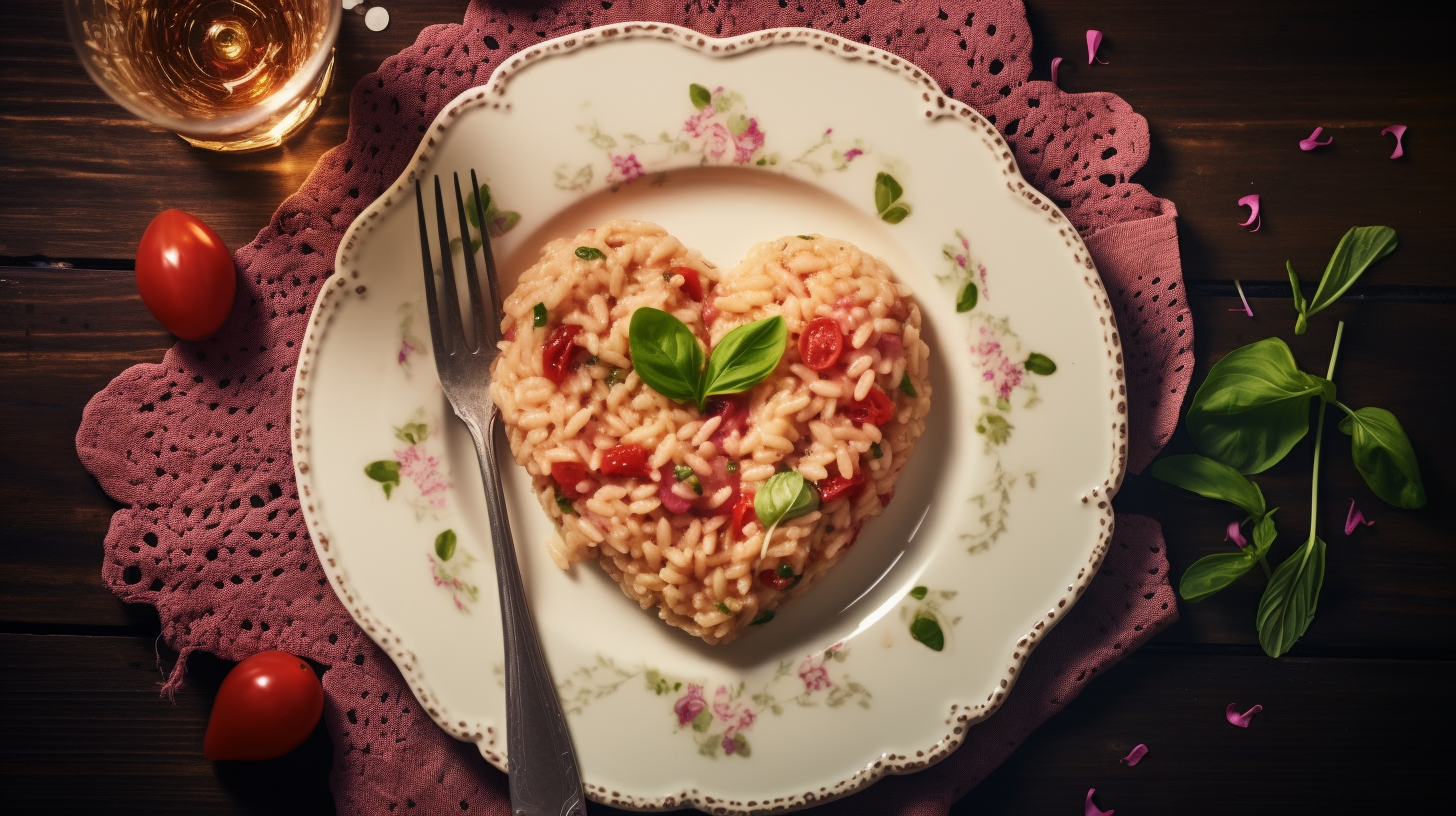 Heart-shaped Risotto Plate Top View