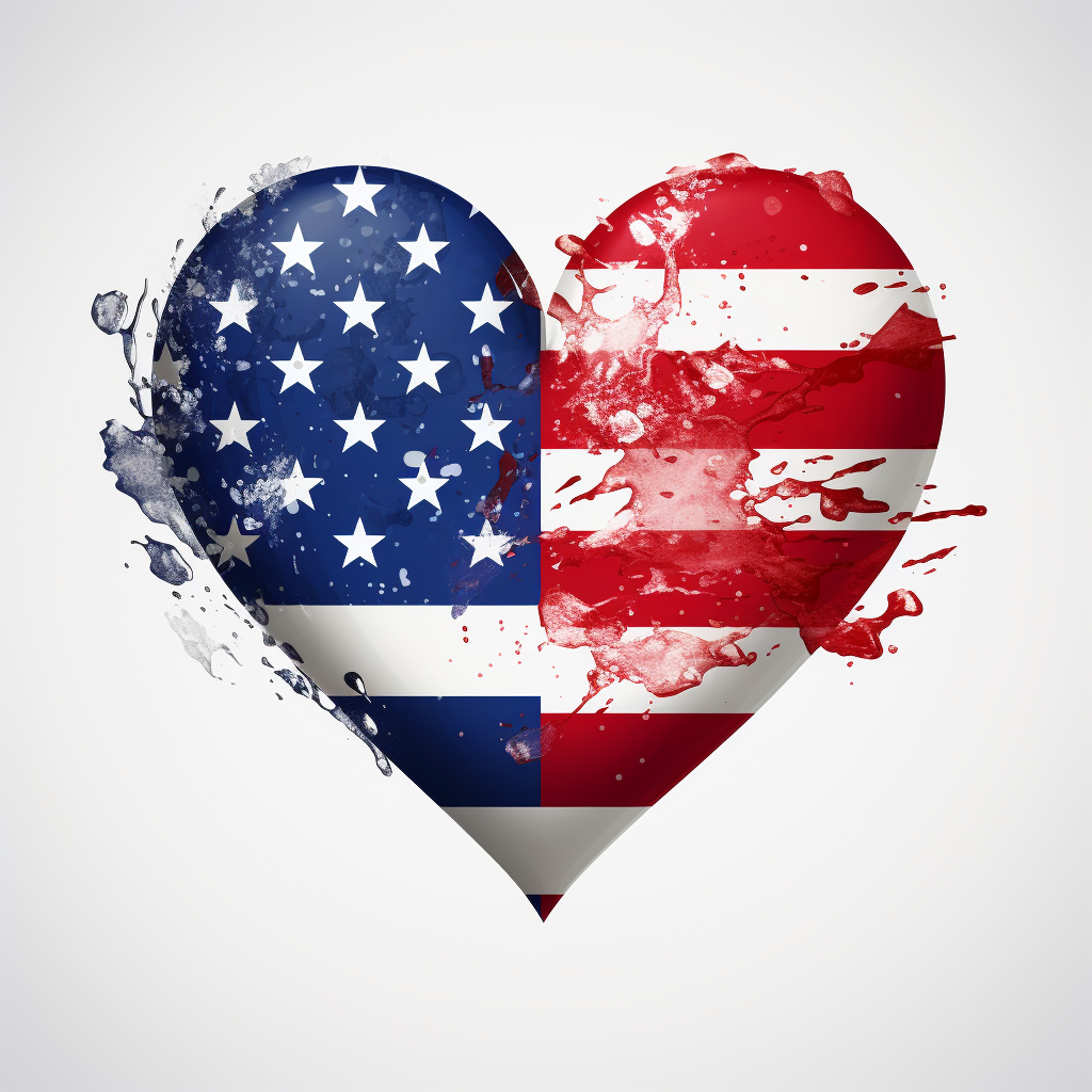 Two-sided Heart Split Flags Sticker