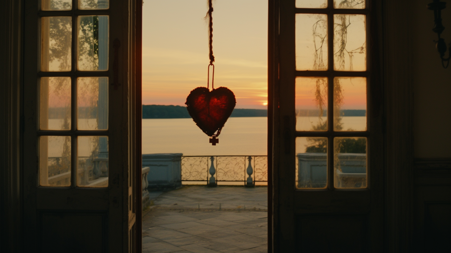 Renaissant heart with sword painting in Danish castle