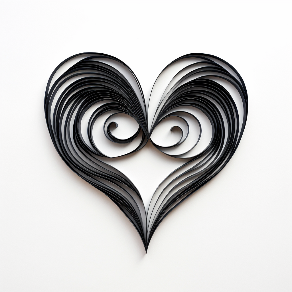 Black Love Heart Sketch on White Background