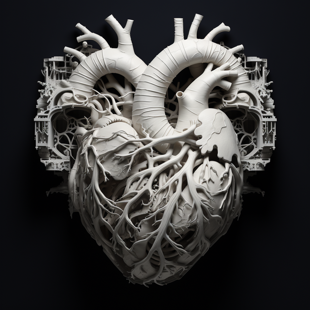 Black background with white and grey 3D heart