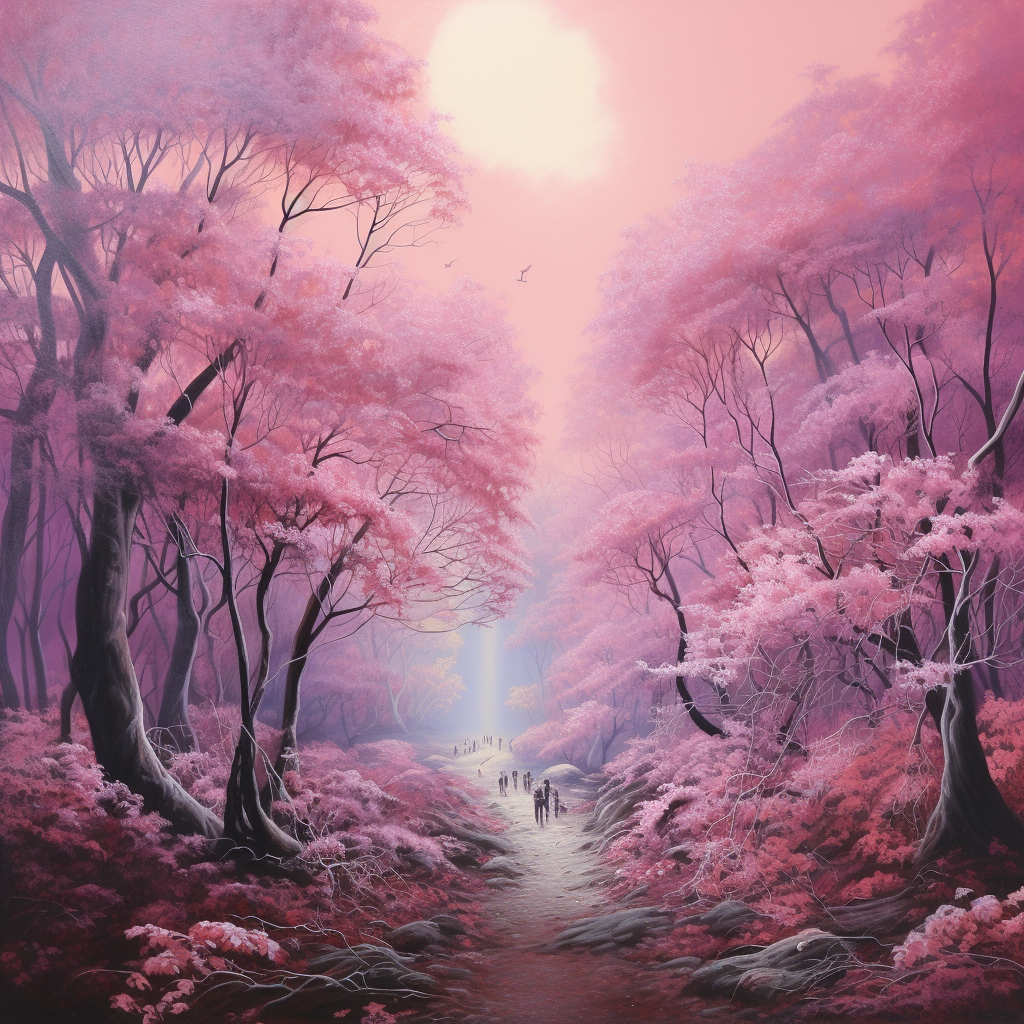 A scenic walk in pink shade