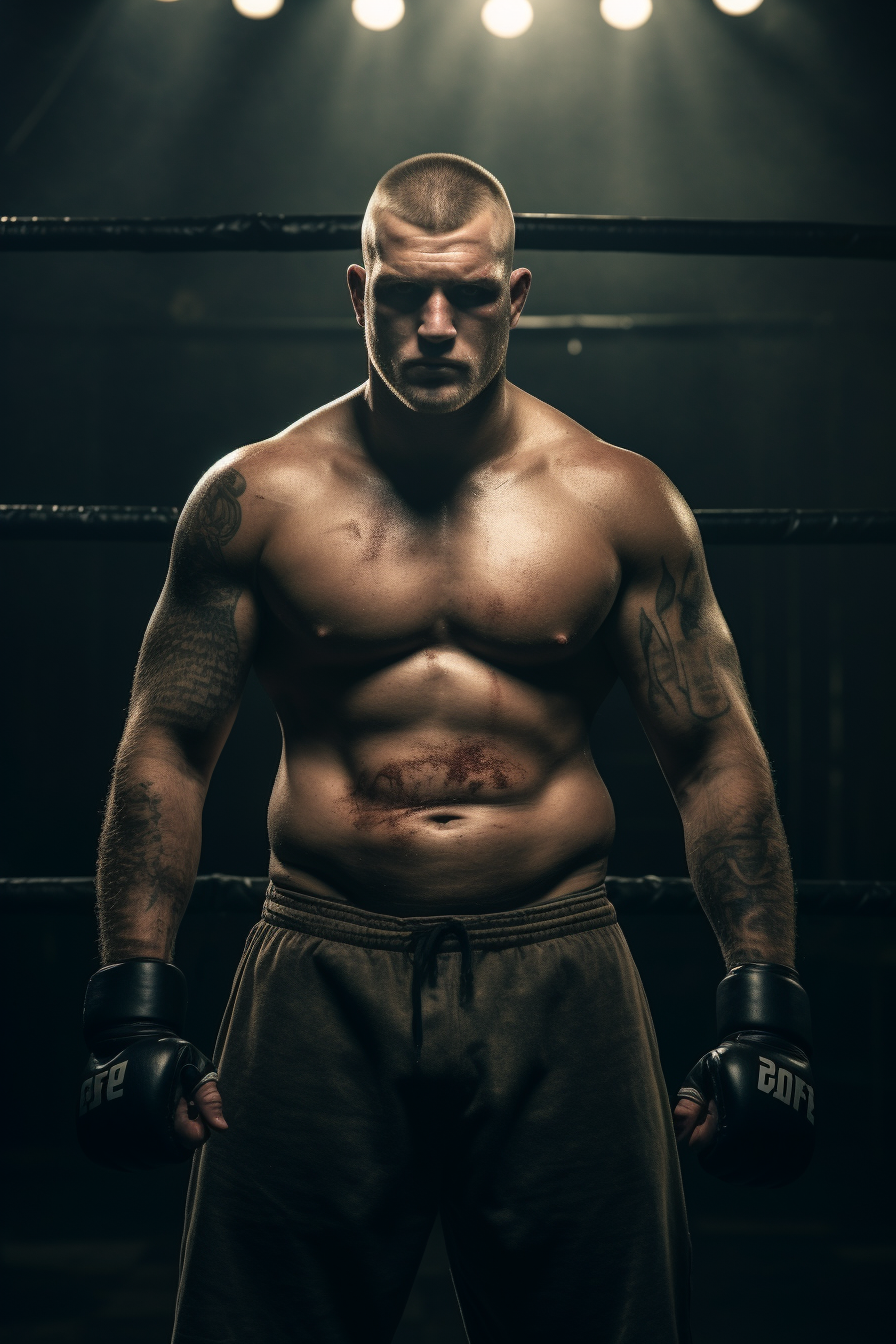 Heavyweight English MMA Fighter in Fighting Stance