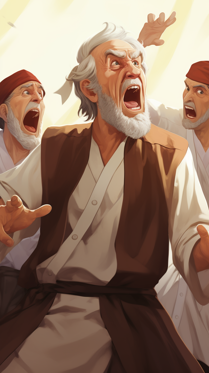 Hebrew Priests Angry Yelling Romans Digital Painting