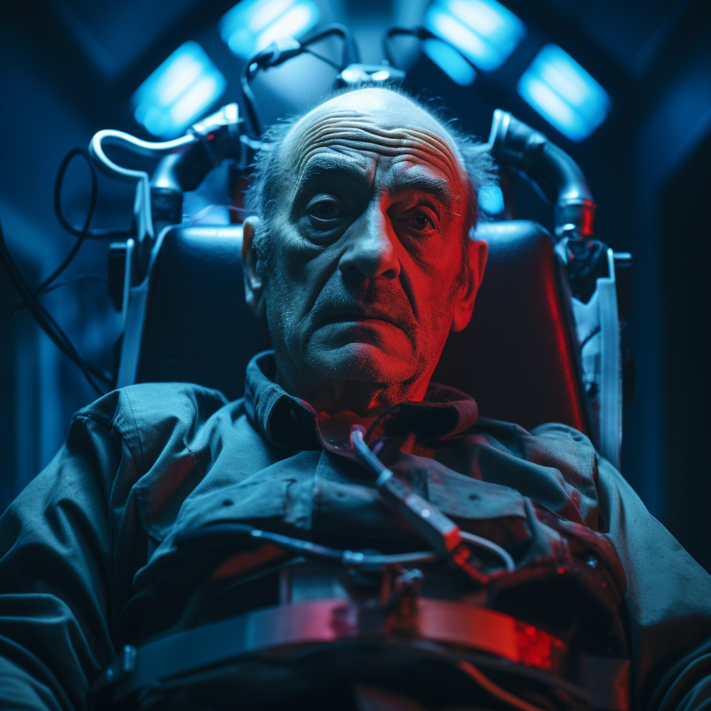 Hector Salamanca in Wheelchair with Oxygen Tube