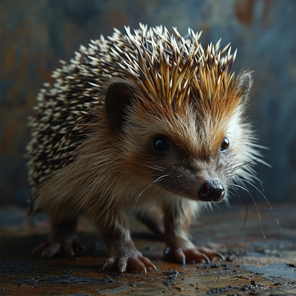 Hedgehog posing with weights