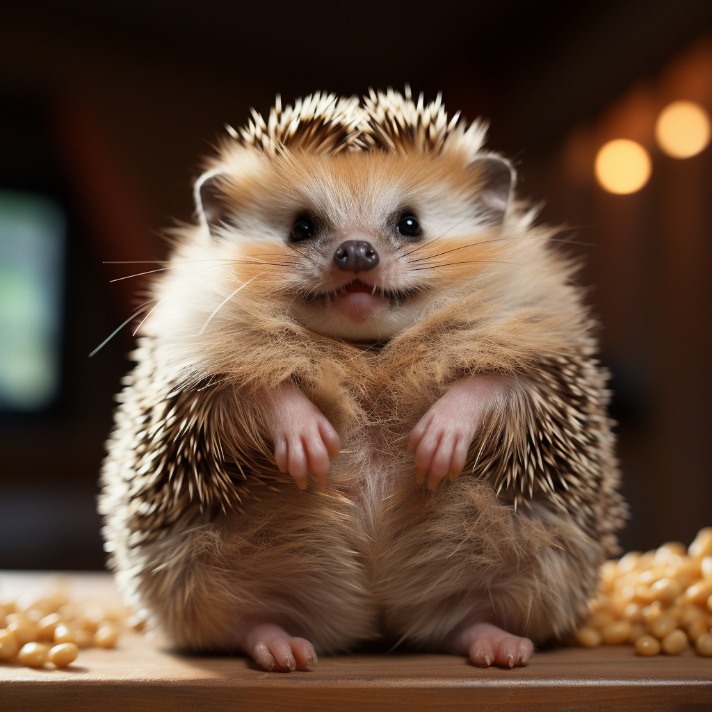 Cute hedgehog hugging flat circle