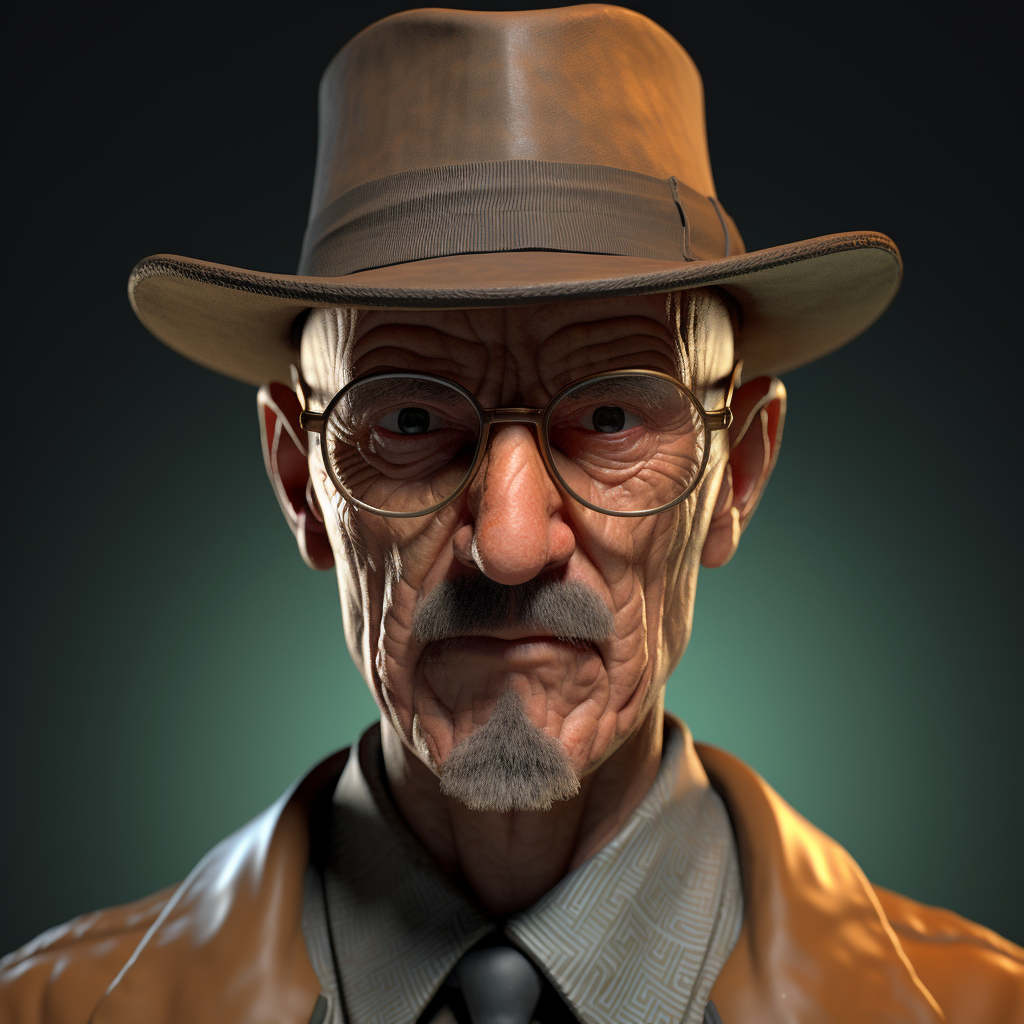 Cartoon version of Heisenberg in Fallout 4 style