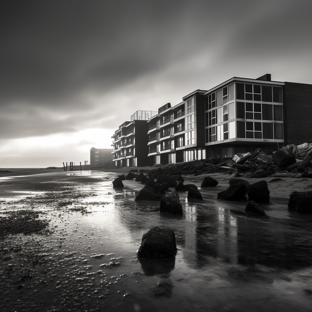 Brutalist building on cold Helgoland shore