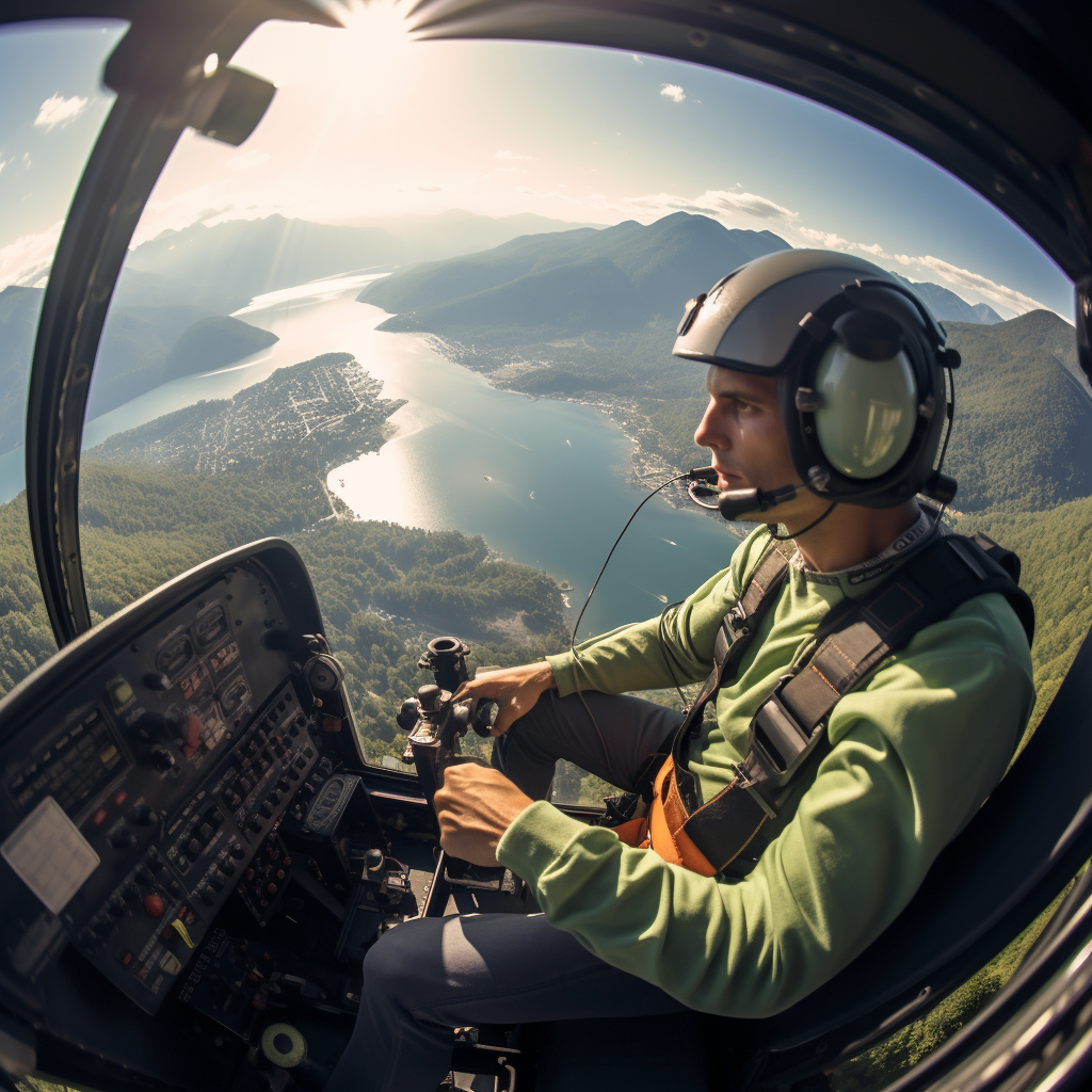 Helicopter Over Lago Ranco Chile