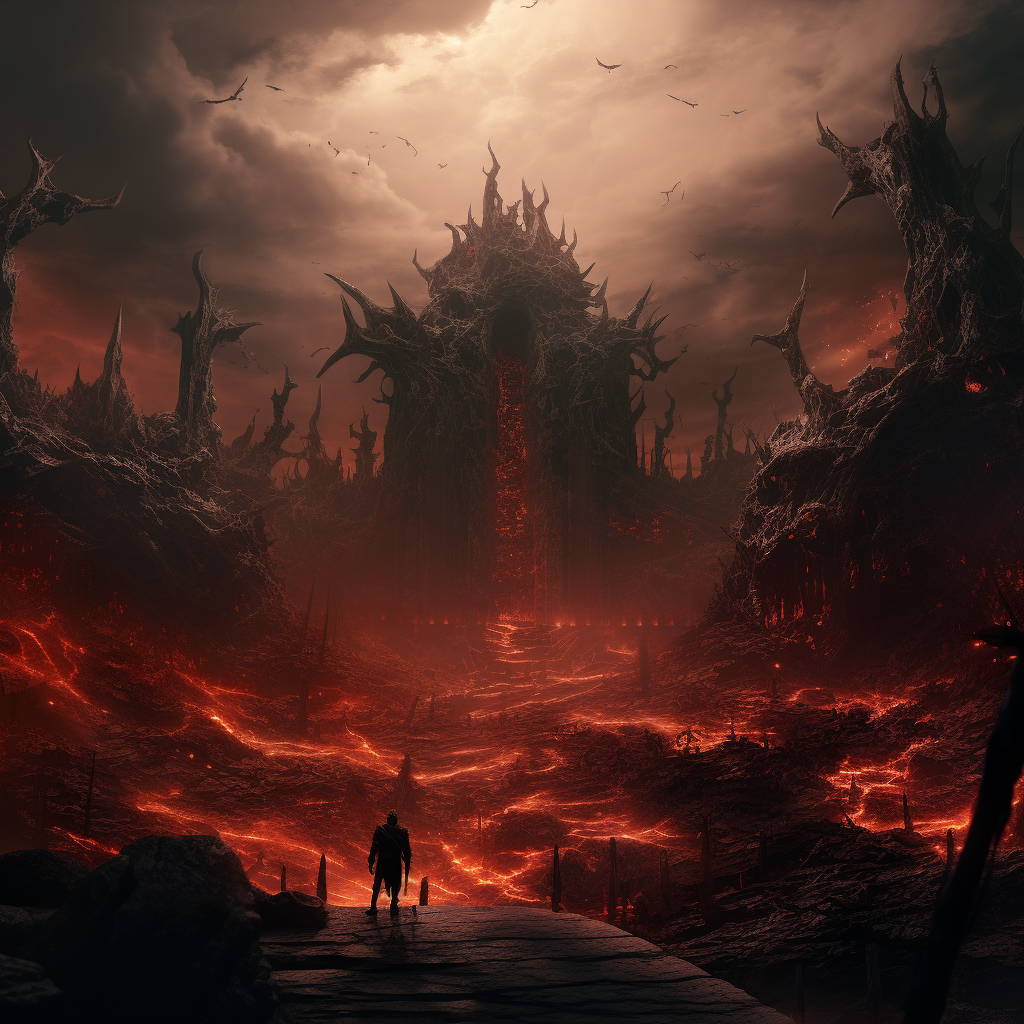 Hellish diabolical concept art painting