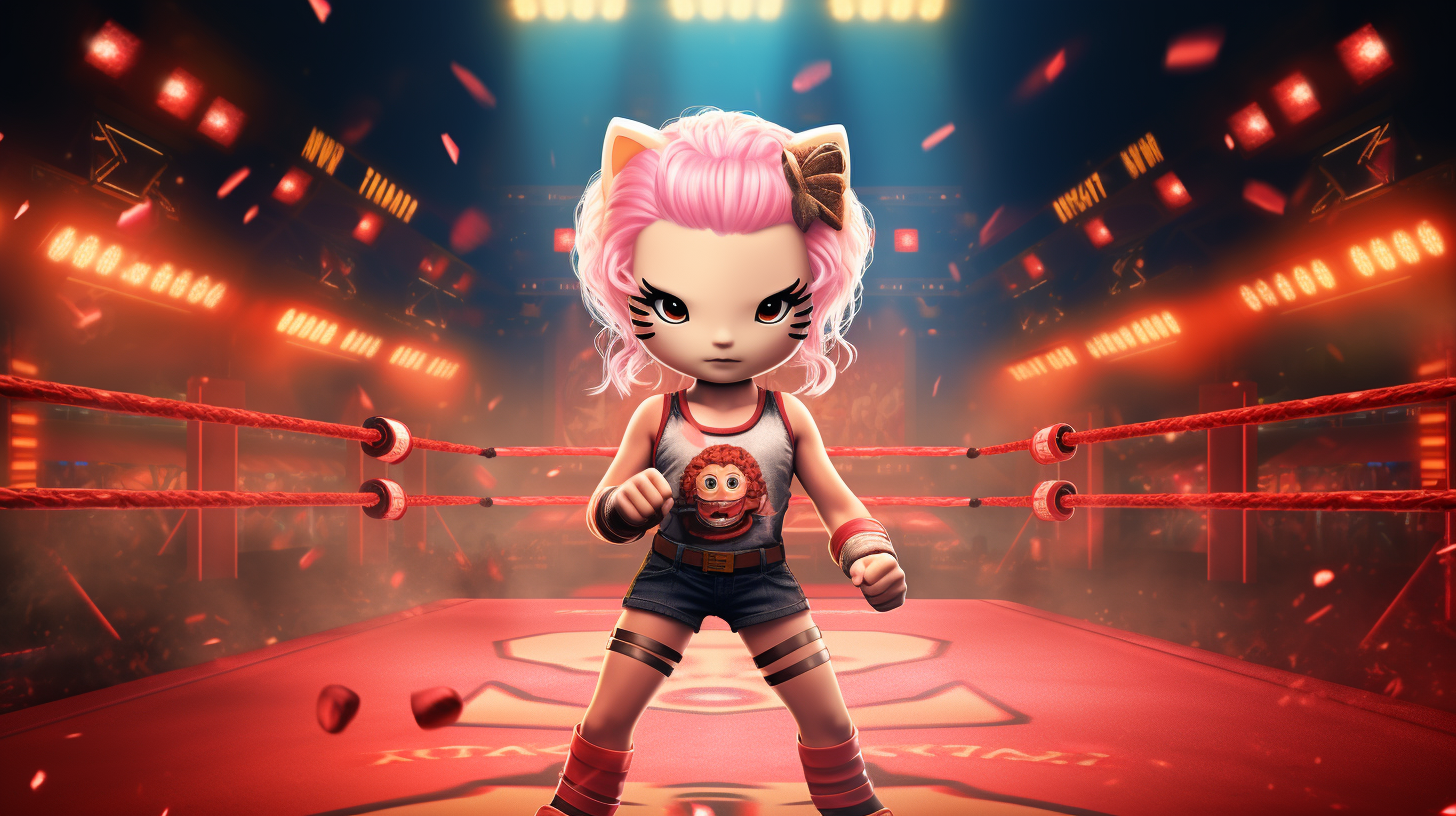 Hello Kitty meets WWE promotion image