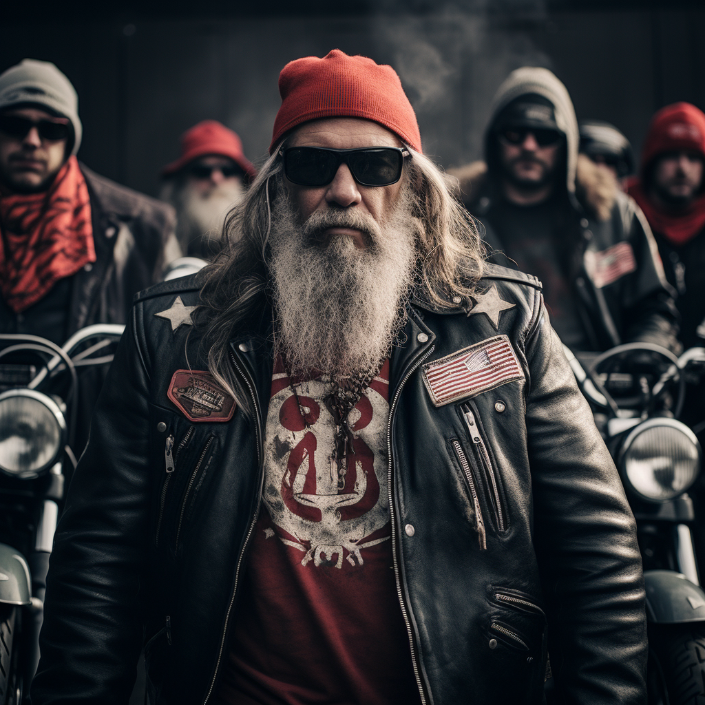 Bikers from Hells Angels club riding together