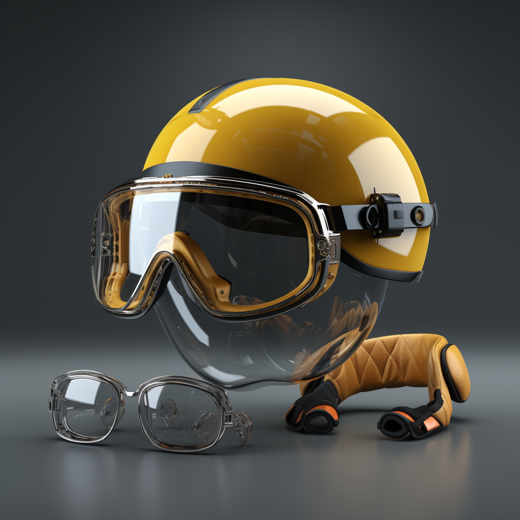 Floating Helmet and Protective Glasses