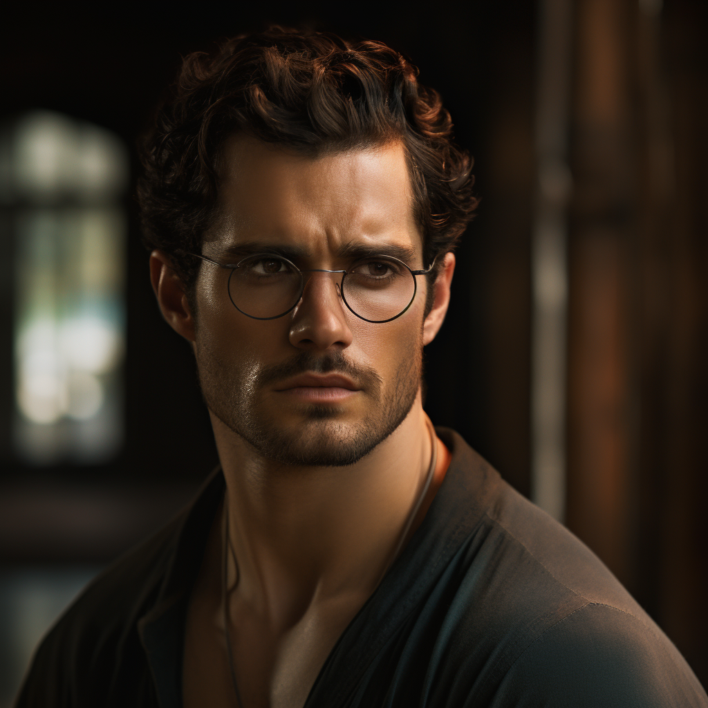 Henry Cavill with a Harry Potter Scar and Glasses