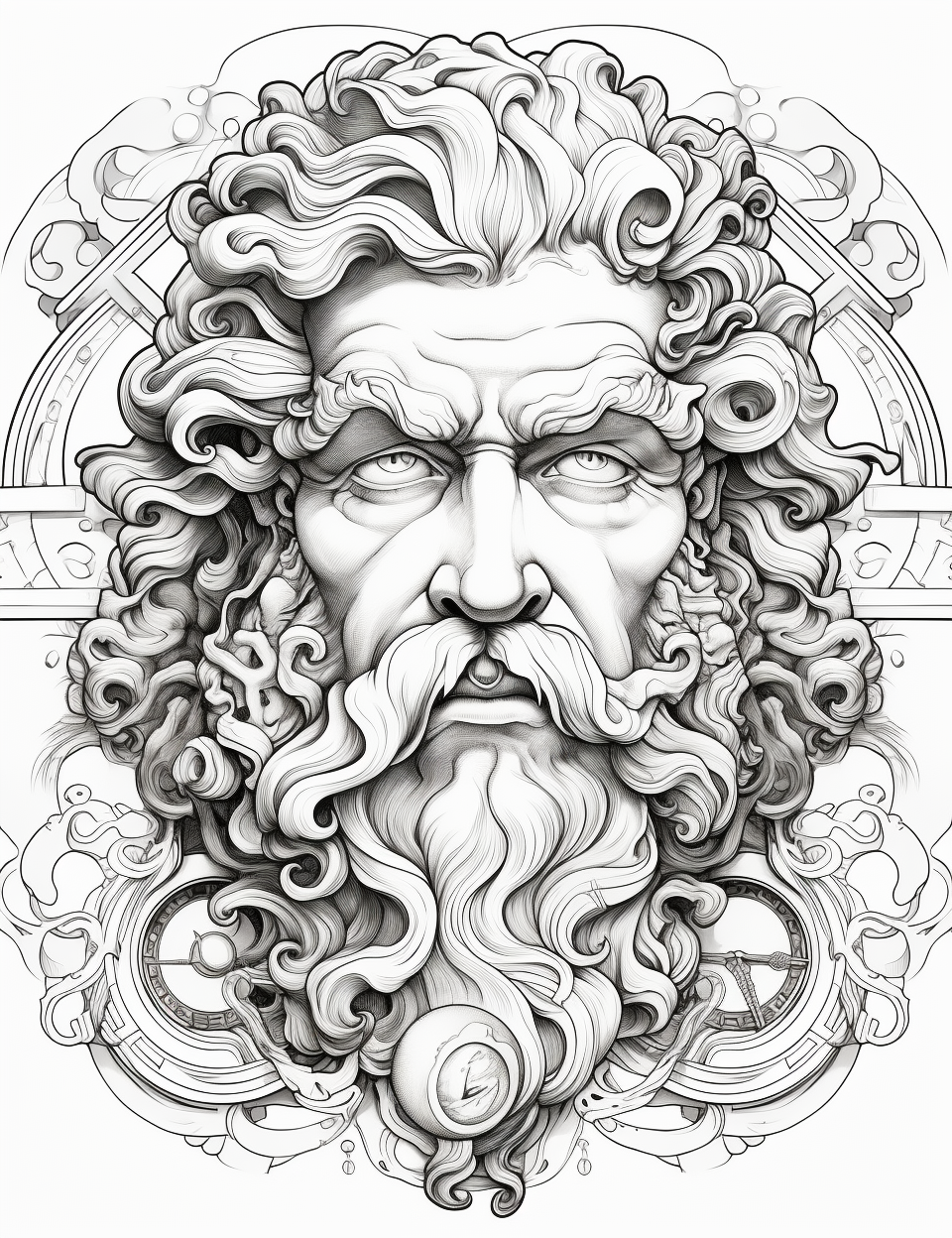 Hephaestus Mandala Coloring Page Design