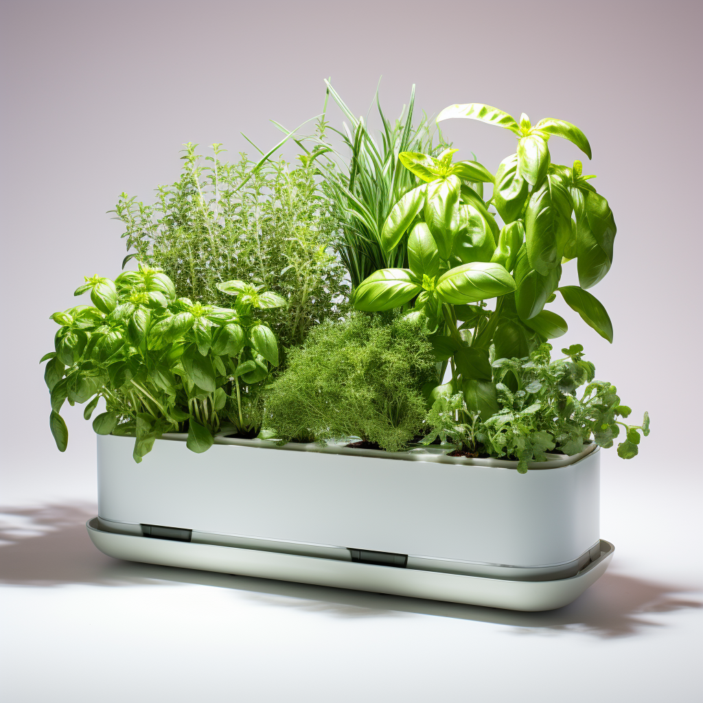 Various herbs in a container garden