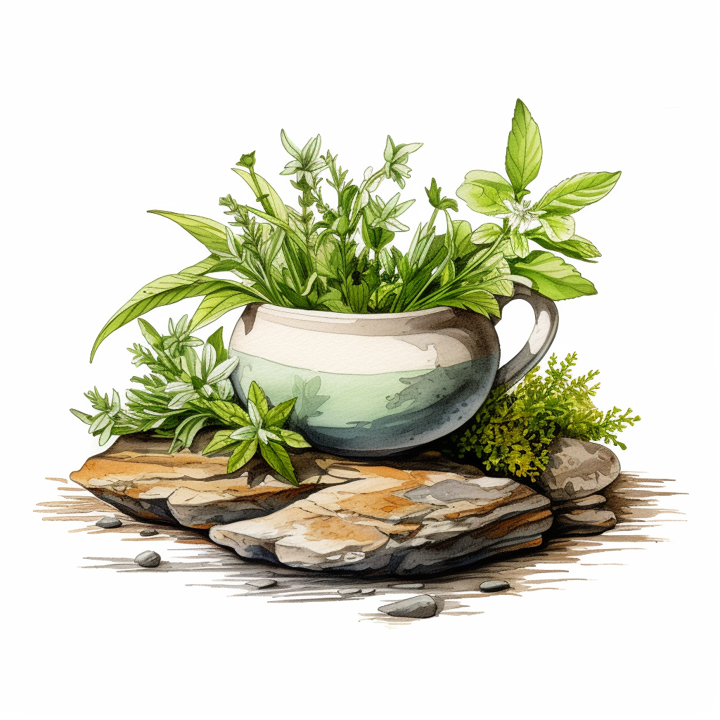 Herbal Tea in Stone Bowl