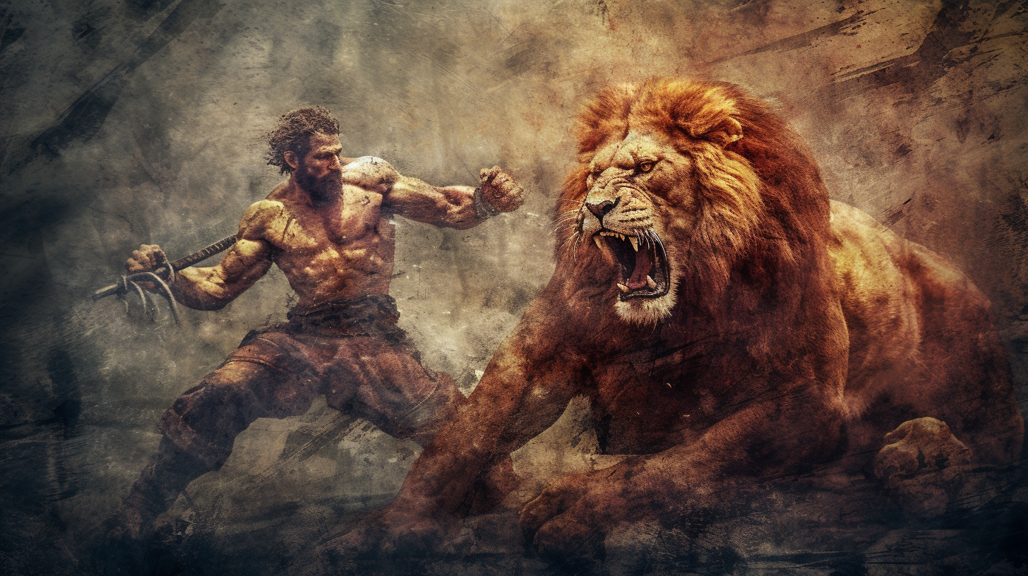 Hercules battling the Nemean Lion