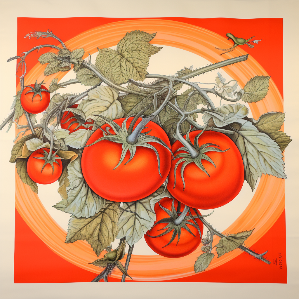 Beautiful Hermes Silk Scarf with Tomato Pattern