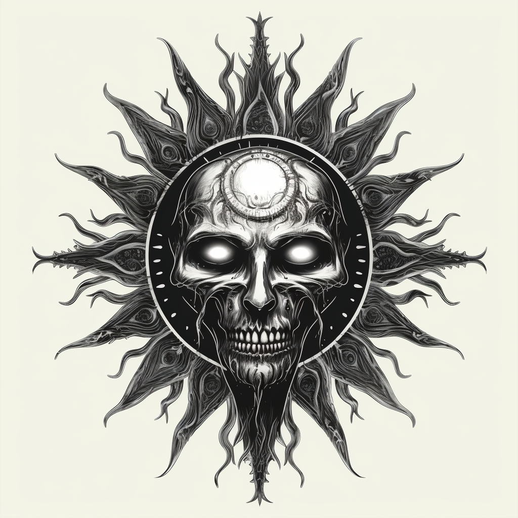 Black and white hermetic sun vector