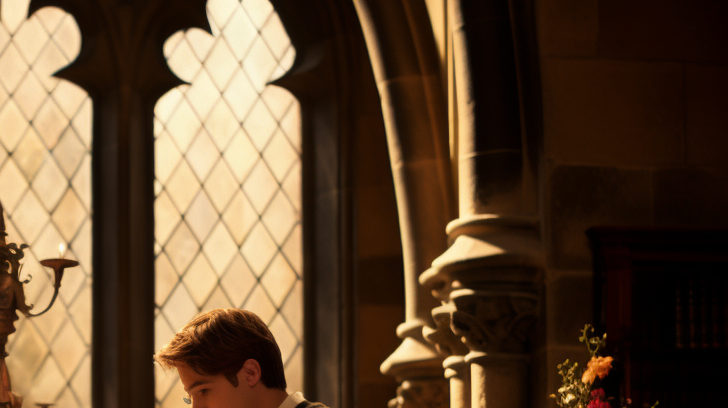 Hermione Granger studying in Hogwarts Library