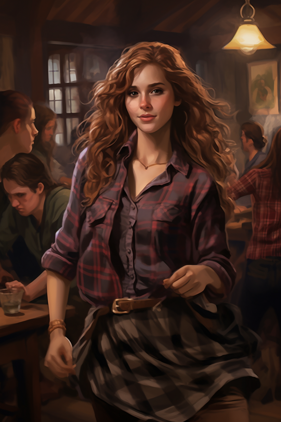 Hermione dancing in 60's style country pub