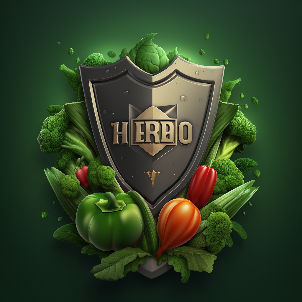 Hero logo shield vegetables