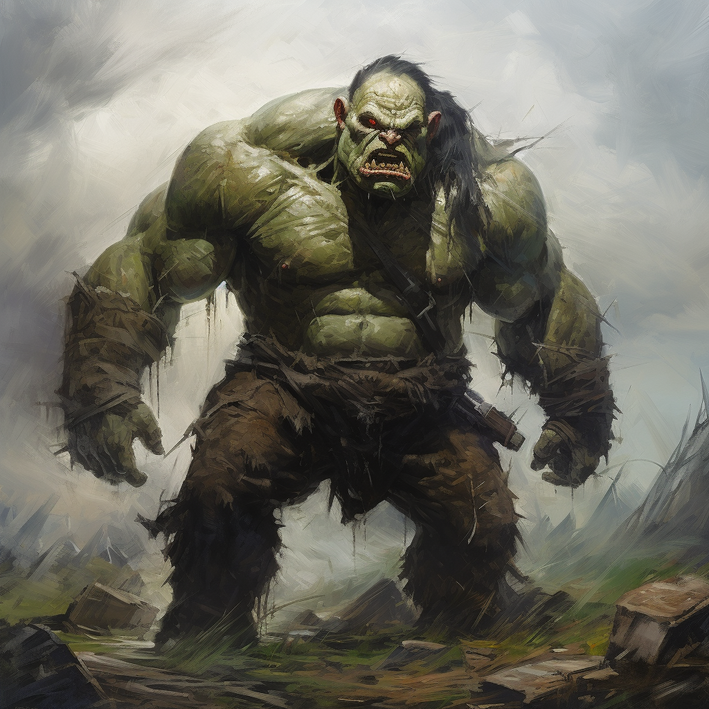 Ogre in battlefield standing strong