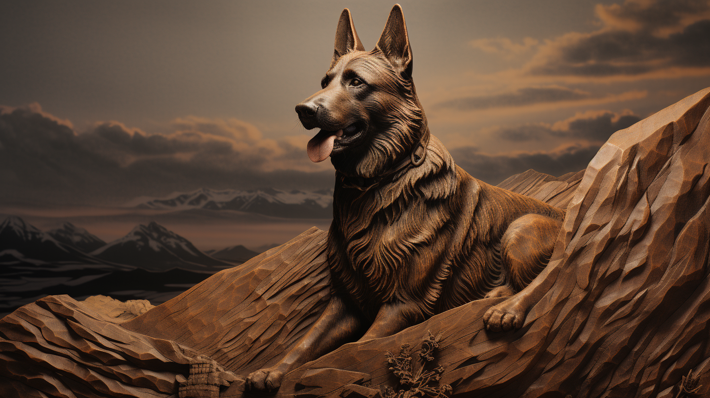 Heroic German Shepherd Dog on Hill