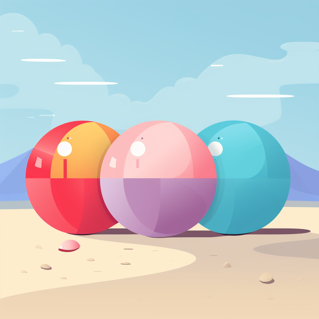 Inflatable beach balls playing hide and seek