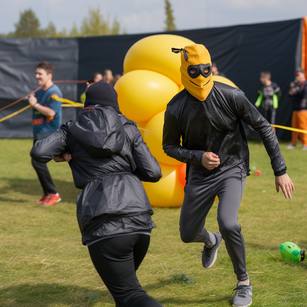 Fugitive hiding with balloon obstacle