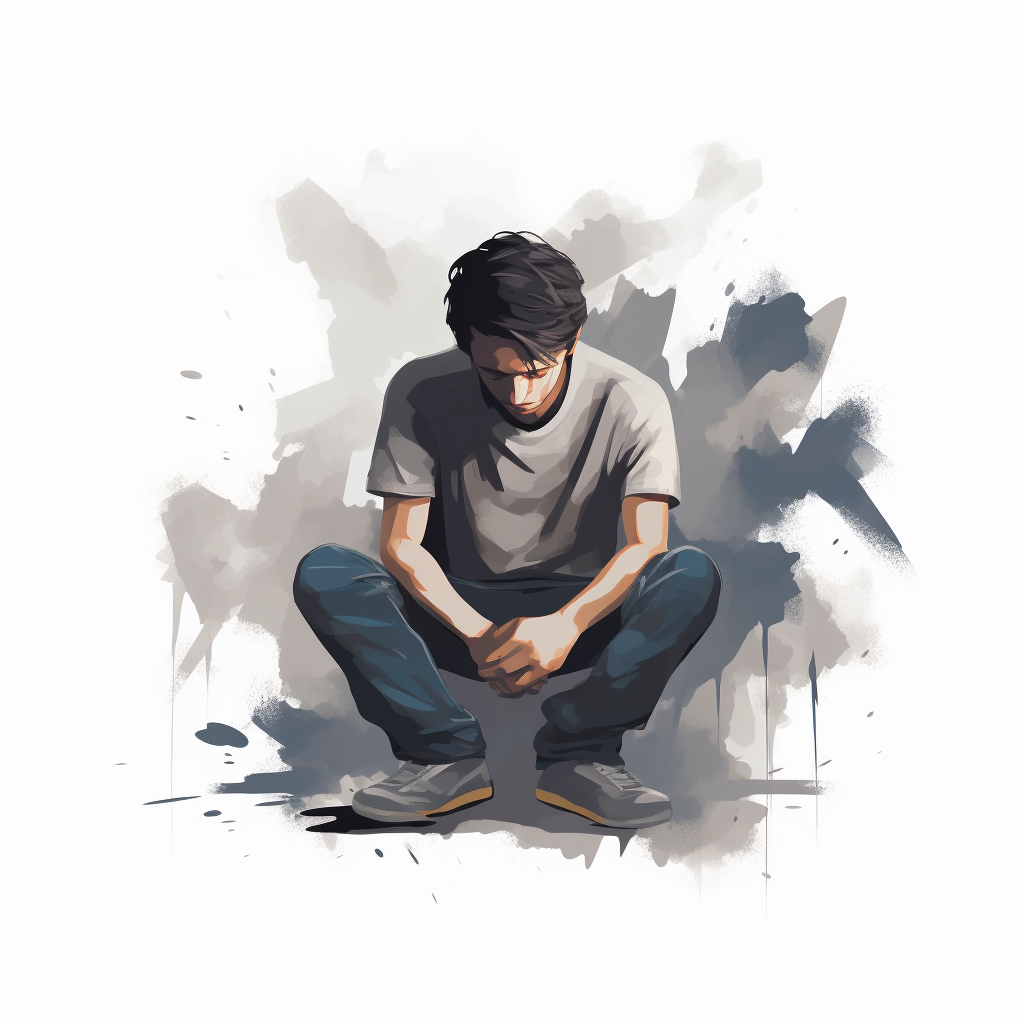 Vector design of a person with high depression