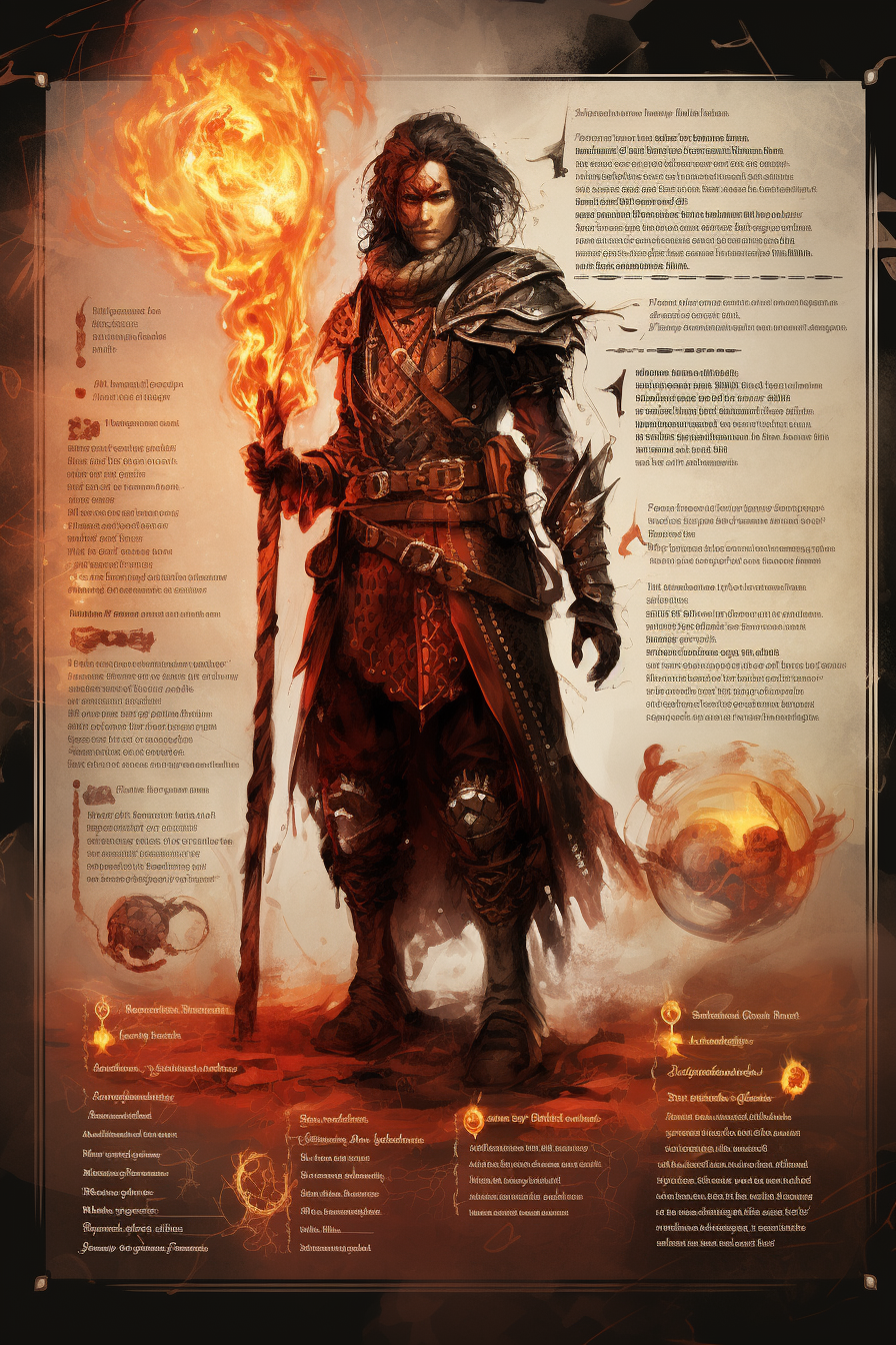 Character sheet for fire mage