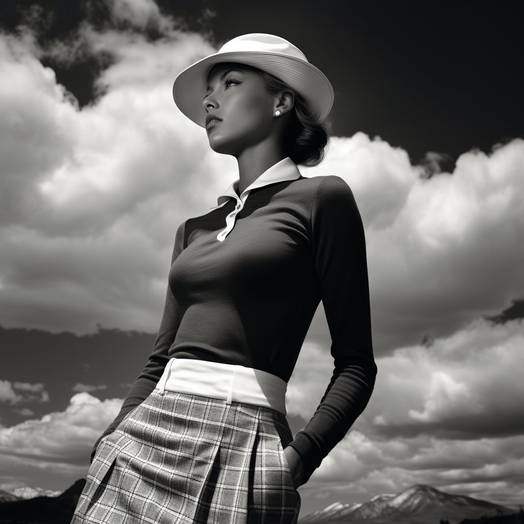 Woman in stylish historic golf attire