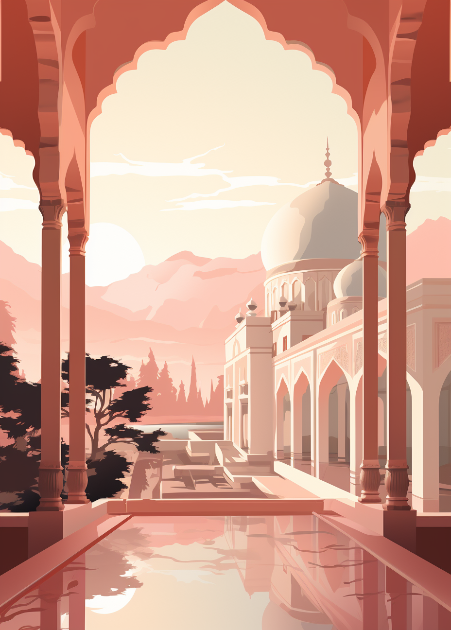 Minimal illustration of a high road leading to a palace