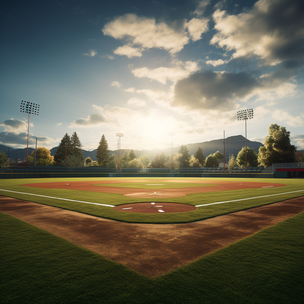 Cinematic baseball field with golden light