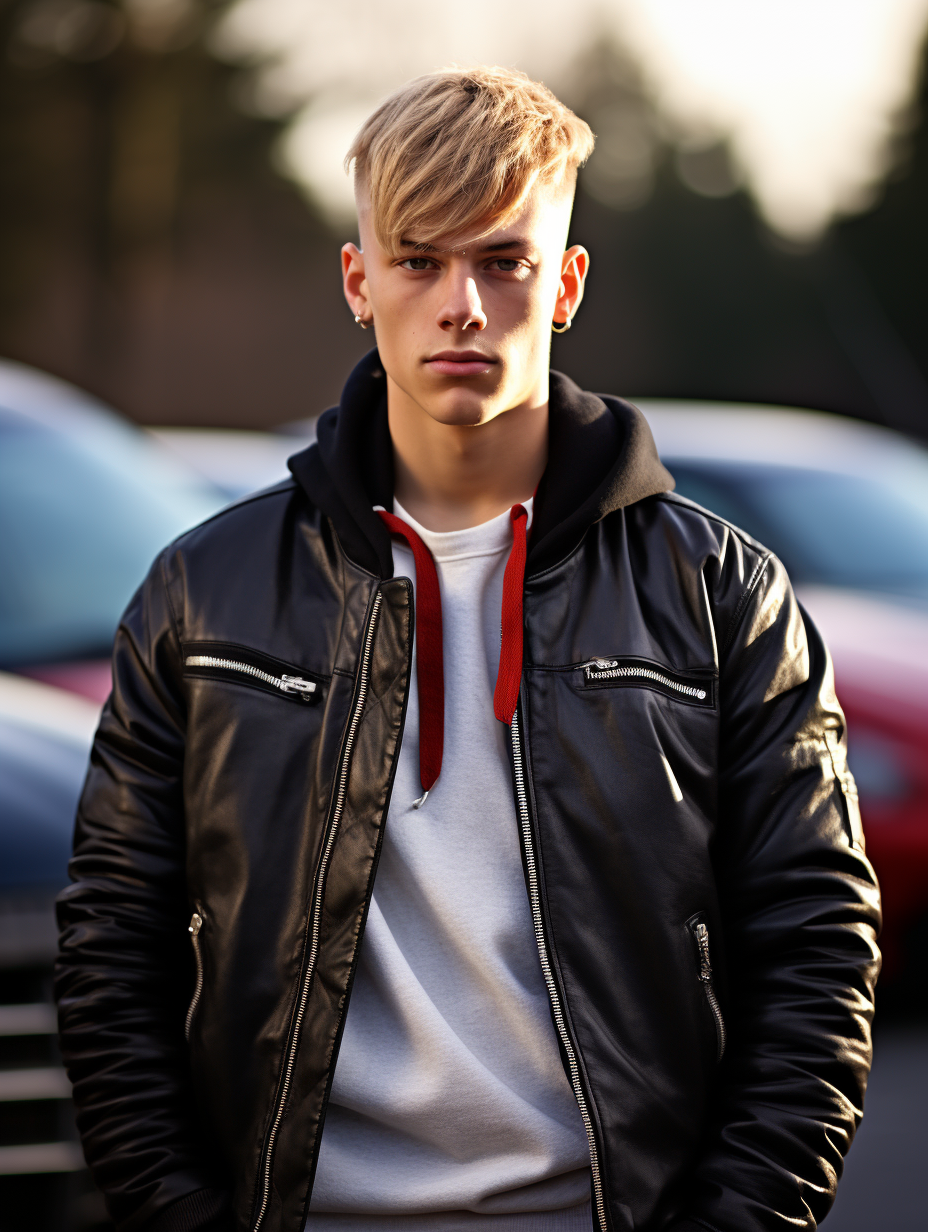 High school student with black sports car