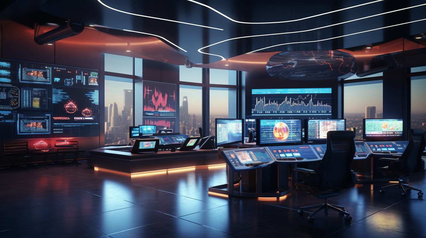 High Tech Trading Floor Crypto Charts