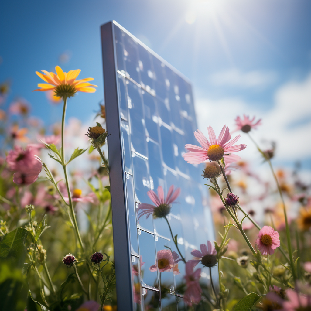 High Vertical Solar Panel Wildflowers