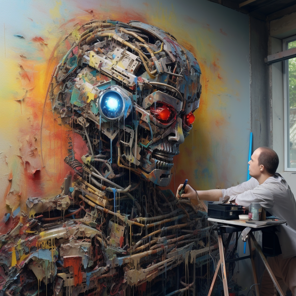 AI Robot-Assistant Painting Artwork