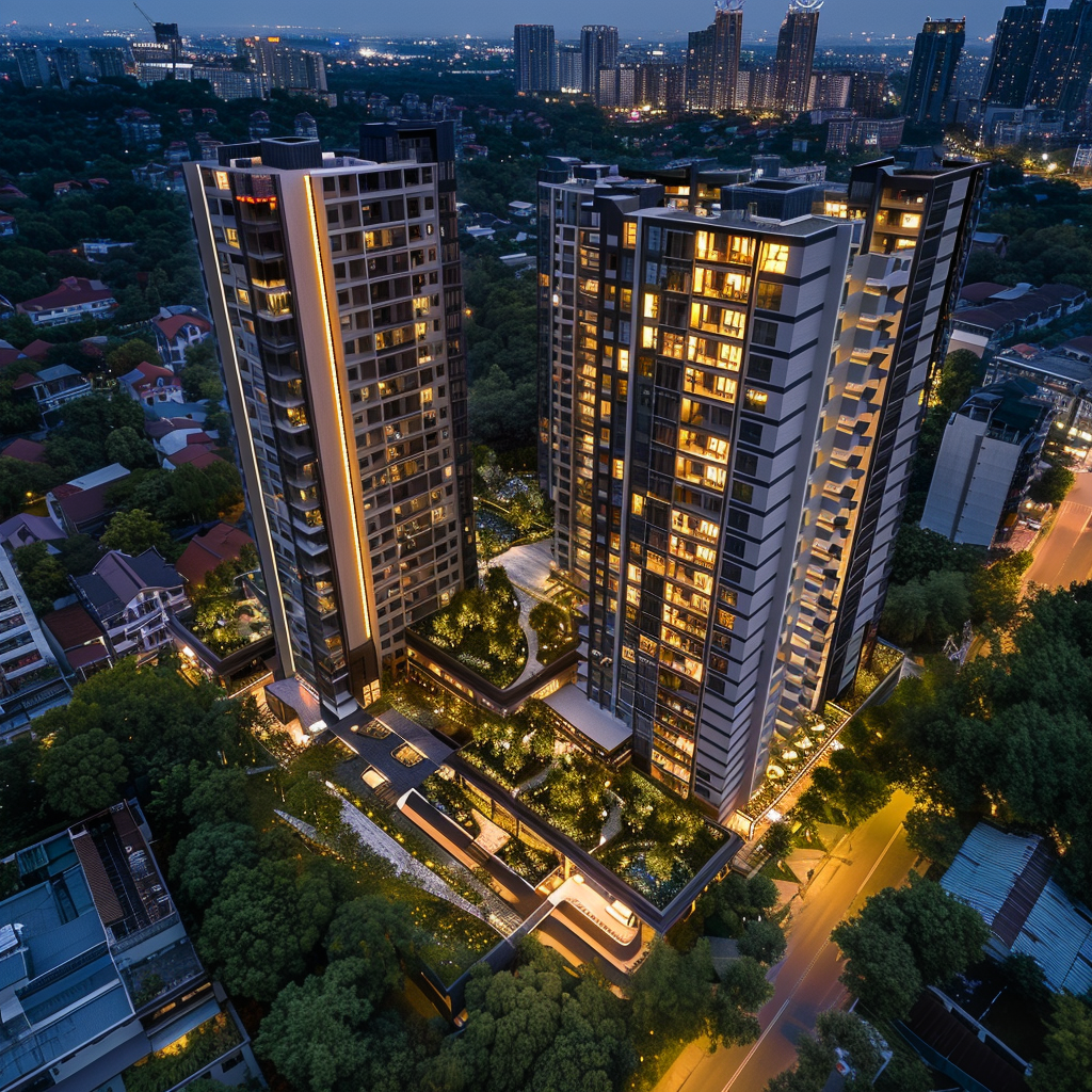 Aerial Photography of Highrise Apartment Complex