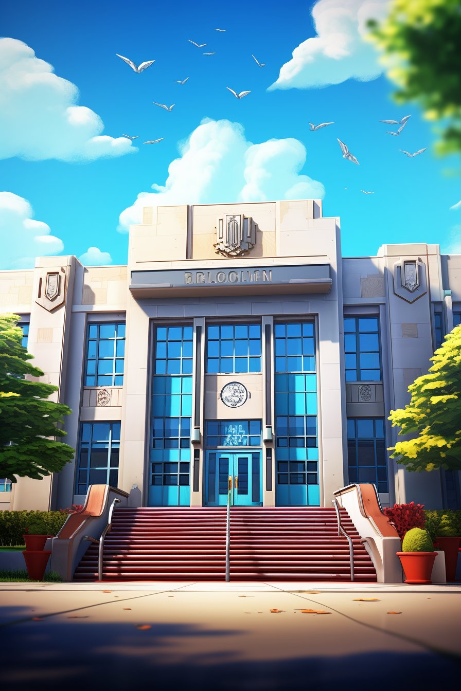 High school building in 3D Disney art