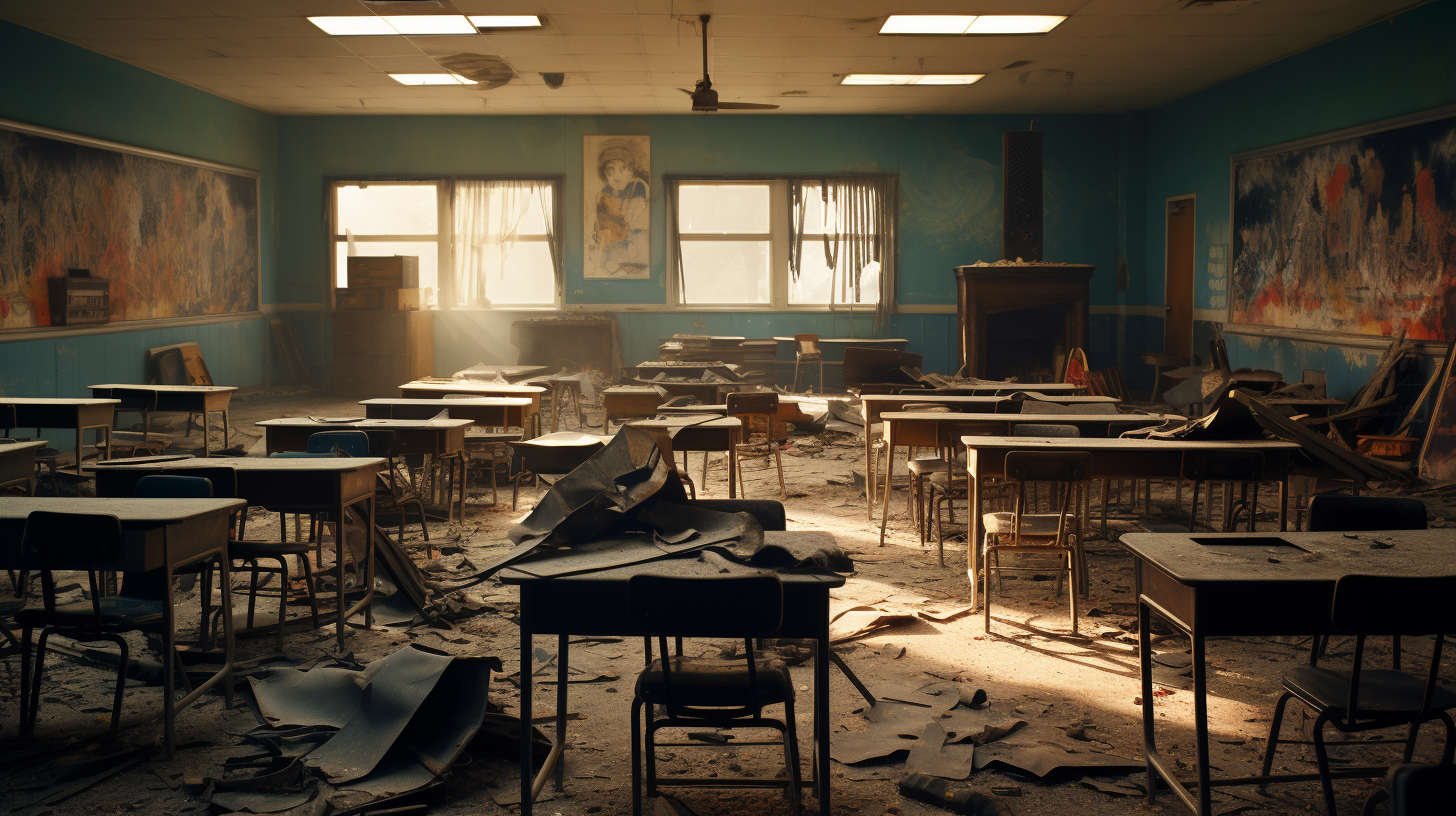 Dark High School Classroom Scene