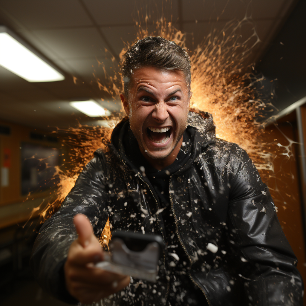 High school student smashing a phone