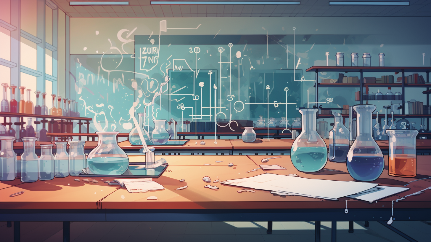 Animated illustrations of high school chemical class