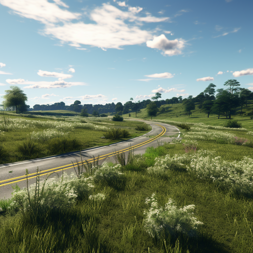 Beautiful highway scene with grass