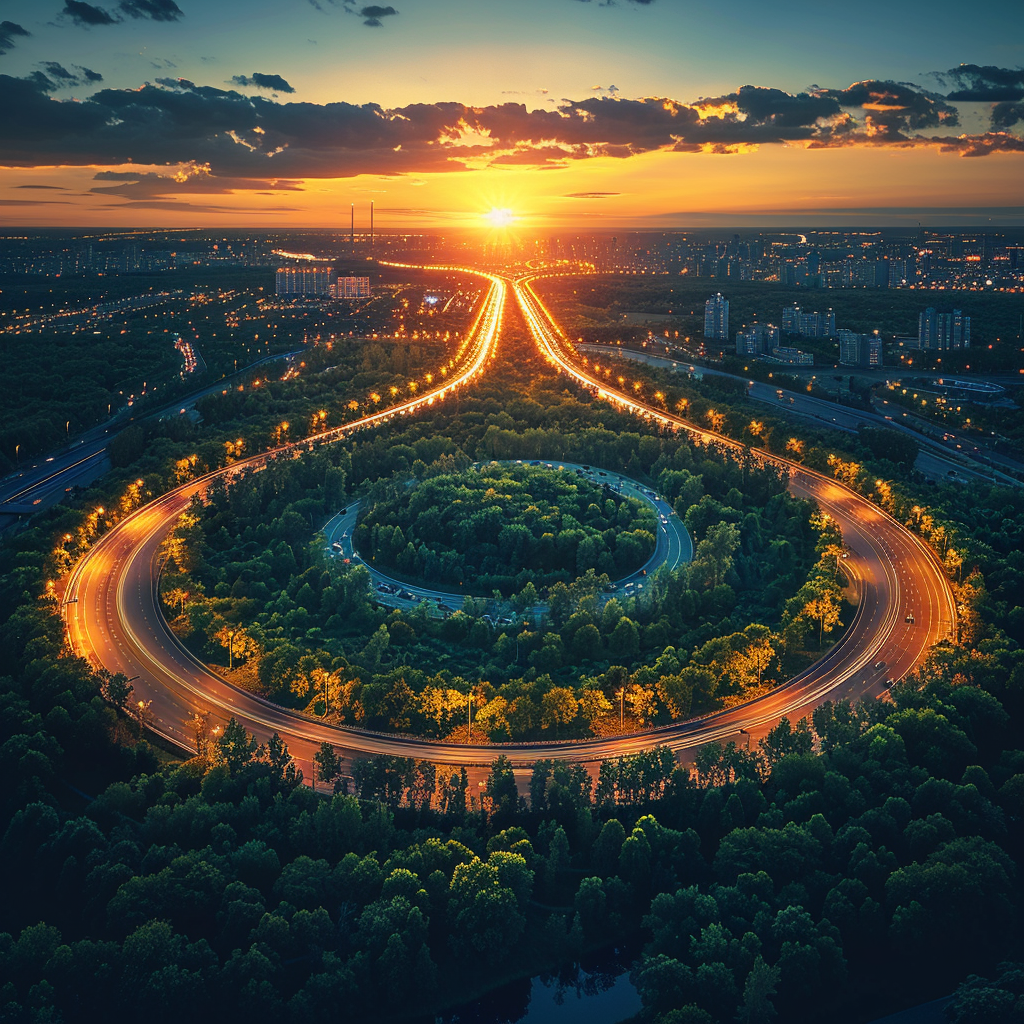 Highway road eye dusk view